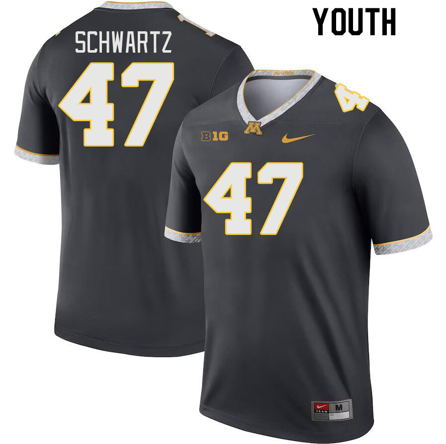 Youth #47 Hayden Schwartz Minnesota Golden Gophers College Football Jerseys Stitched-Charcoal - Click Image to Close